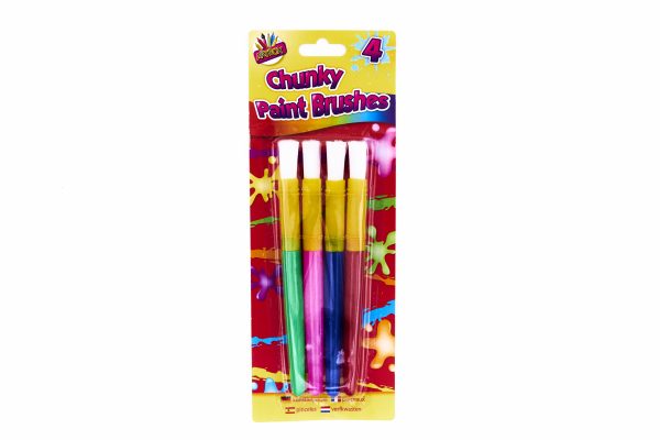 4 Chunky Plastic Handle Paint Brushes