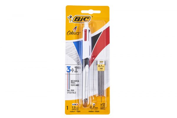 Bic 4 Colour Ballpoint Pen - 3 Coloul + Mechanical Pencil