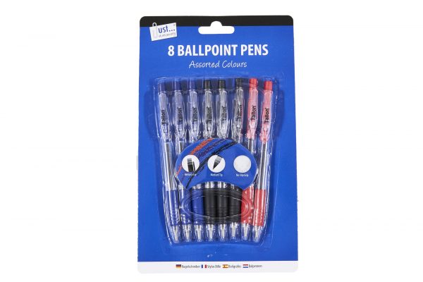 Just Stationery Retractable Ballpoint Pens  8 Pack