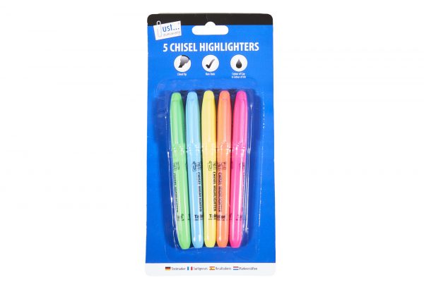 Just Stationery Bright Chisel Tip Highlighters