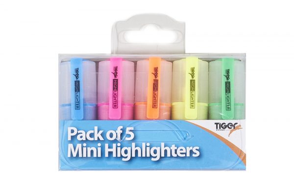 Tiger Mini Highlighters 5 Pack