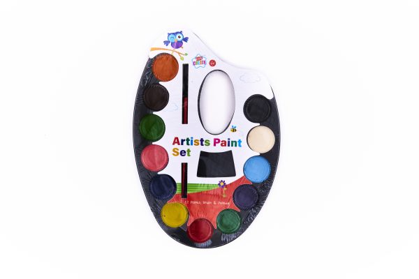 Arists Paint Set - 12 Paints Brush and Palette