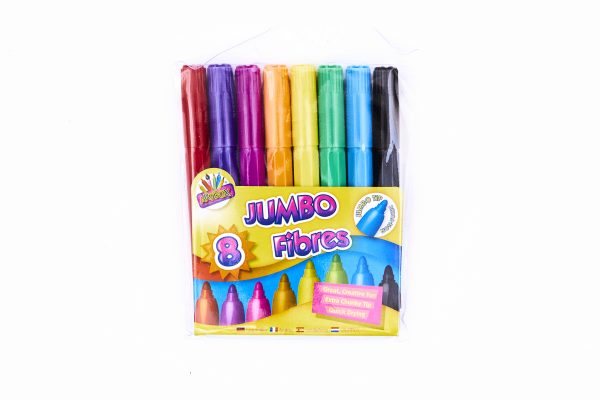 Jumbo Coloured Fibre Markers 8 Pack