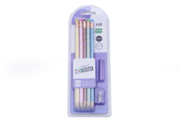 Pastel Pencils With Rubber & Sharpener 10 Pack