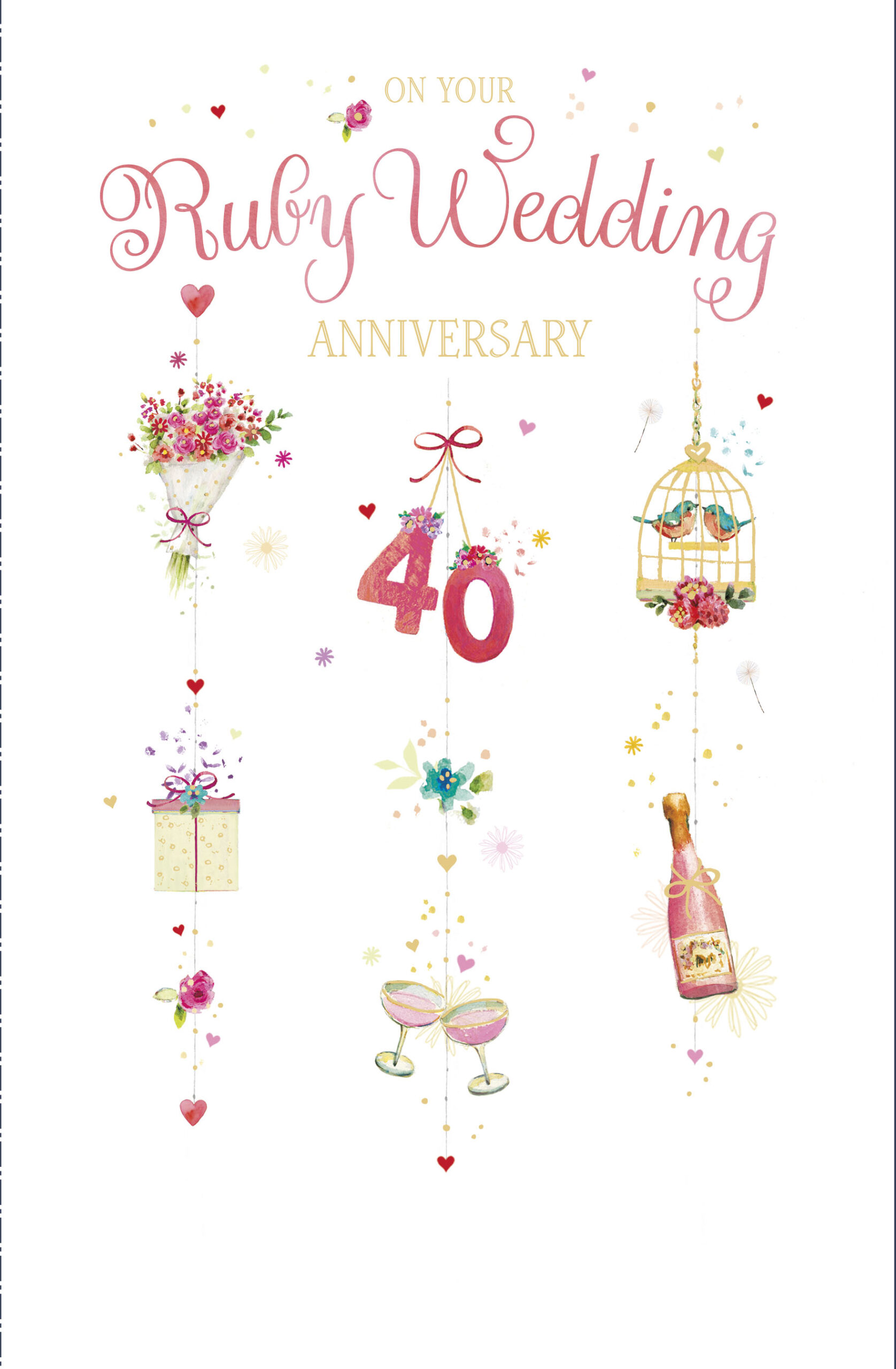 40th Wedding Anniversary Day Card `Especially For You On Your Ruby Anniversary` 